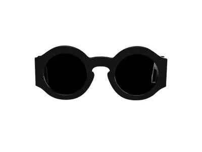 Matt Black Round Sunglasses 3D model