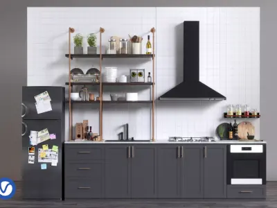 Kitchen Industrial style 3ds max Model 3D model