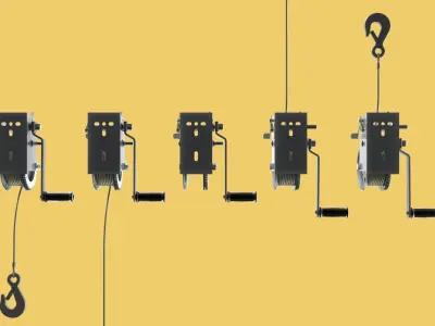 WINCHES HAND CRANK WINCH HOIST WIRE LIFTER ROPE SLING HOOK CRANE 3D model