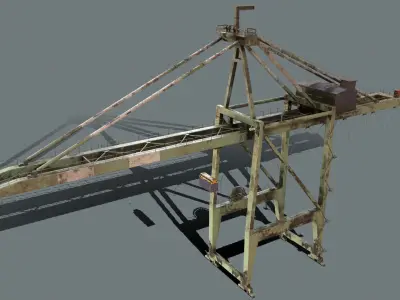 PBR Quayside Container Crane Version 1-  Green White Low-poly 3D model
