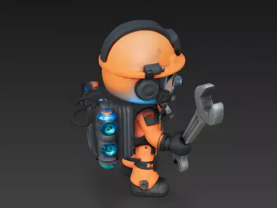 The Tech-Tinkerer Stylized Sci-Fi Engineer 3D Model Low-poly 3D model