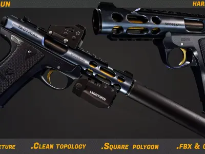 pistol gun 3D model buy