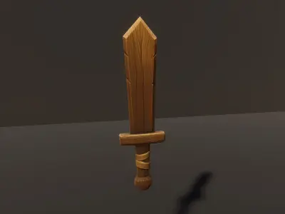 Wooden Sword - Game Ready Weapon Free low-poly 3D model