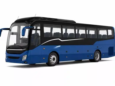 Modern Luxury Intercity Coach 3D Visualization Low-poly 3D model