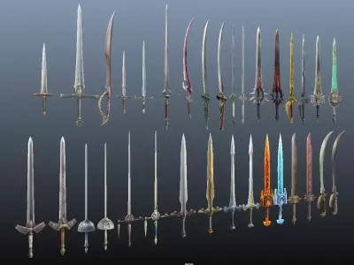 Ultimate Weapon Collection - 33 Weapons low-poly 3d model Low-poly 3D model