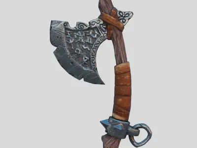 Fantasy Axe Low-poly 3D model 4