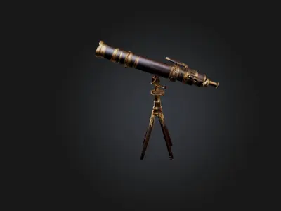 Antique Telescope Low-poly 3D model