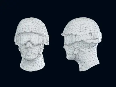 Military Head Low-poly 3D model