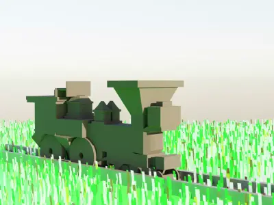 train in grass 3D model