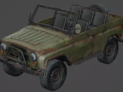 UAZ Offroad Old Rusty Low-poly 3D model