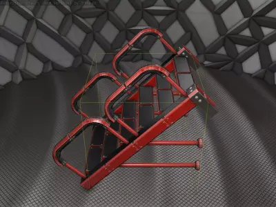 Sci-Fi Stairs - 25 - Red Version Low-poly 3D model