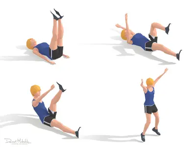 Exercise Animations Bundle Woman Low-poly 3D model