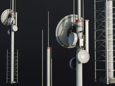 Antenna Large Industrial - Parabolic Roof Unit - Type B Low-poly 3D model