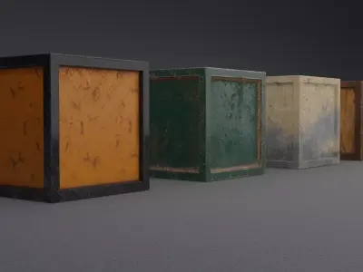 Crates - 4 different and distinct 4k PBR materials  Low-poly 3D model