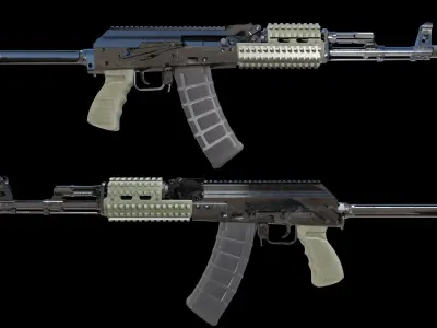 Ak-74 two ak - rifles Low-poly 3D model