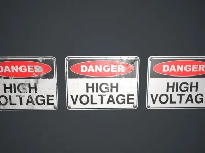 Plastic Danger Sign 2 PBR Game Ready Low-poly 3D model