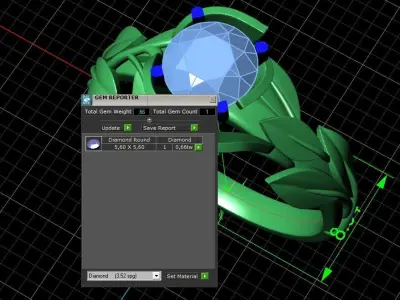 Leaves Engagement Ring 1317 3D print model