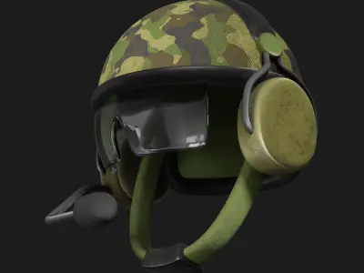 3d Military Helmet with Headset and Visor 3D model