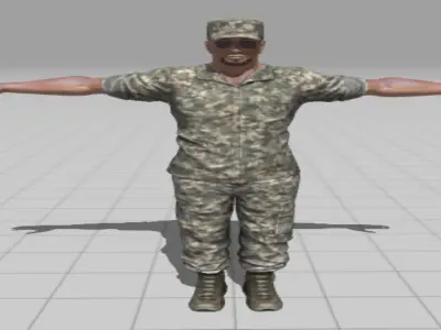 soldier in camouflage Low-poly 3D model
