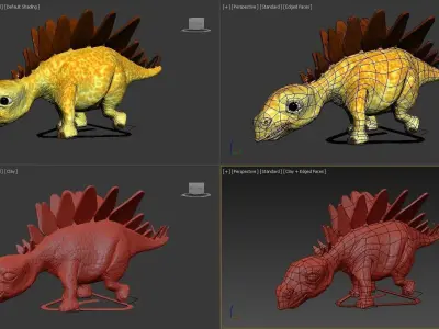 Rigged and Animated Cartoon Dinosaur 3D model