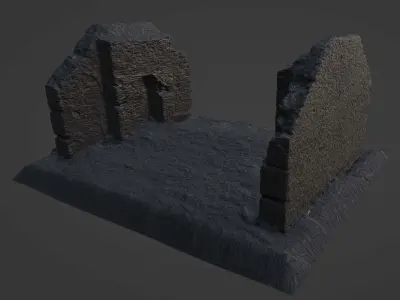 Ruin of Old Stone Building - Game-Ready Photoscan Low-poly 3D model