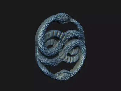 Immortal pendant double-snake intertwined-snakes cnc router 3D print model