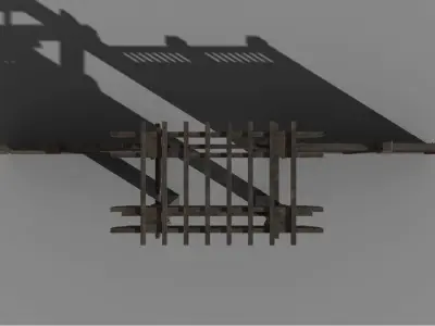 Flexible Wooden Fence Medieval Low-poly 3D model