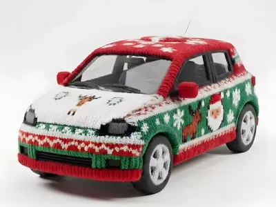 Ugly Christmas Sweater Knitted Hatchback 3D Model Low-poly 3D model