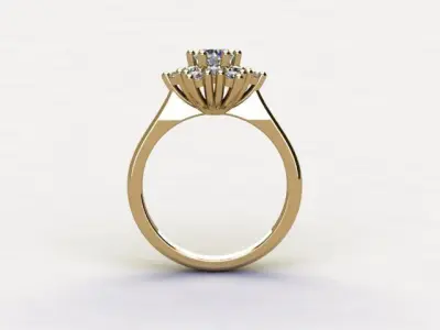 10105 diamond cluster ring gold 3D print model