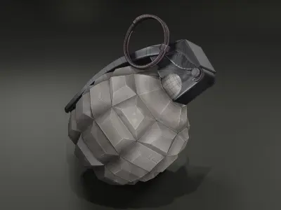 White grenade Low-poly 3D model