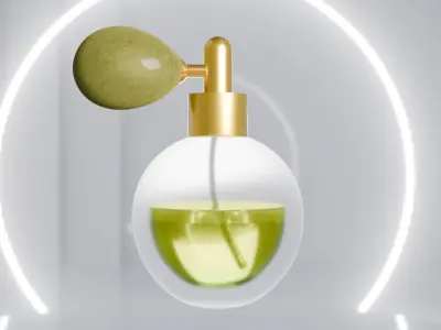 Elegant Perfume Bottle 3D Model  Glass  Gold Atomizer 3D model