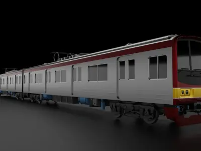 Commuter Train Low-poly 3D model