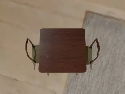 1940s Dining Table With Chairs 3D model