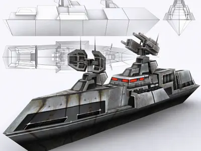 Sci-Fi Naval collection Low-poly 3D model