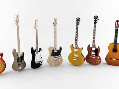 Collection of guitars 3D model