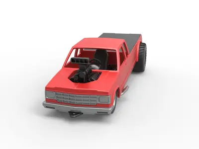 Pulling truck 2wd 2 Scale 1 to 25 3D print model