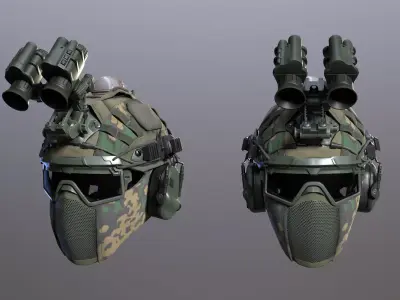 Tactical Helmet Low-poly 3D model