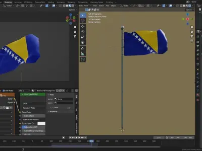 Animated Bosnia and Herzegovina Flags 3D model