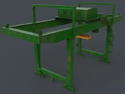 PBR Rail Mounted Gantry Crane RMG V1 - Green Low-poly 3D model