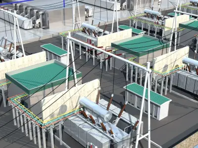 High Voltage Substation   Electrical Substation 3D model