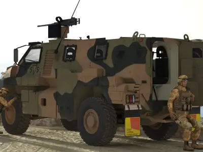 4x4 Bushmaster MR6 Camo Rigged 3D Model