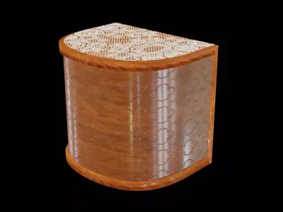 Wooden engraved angular table with classic lace 3D model