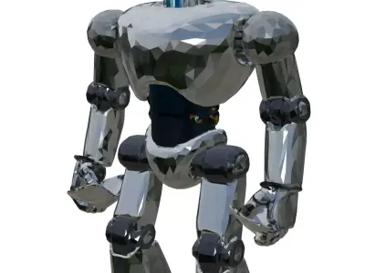 Cute Sci-Fi Metallic Robot - Low Poly PBR  Low-poly 3D model