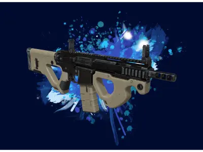 RIFLE 2 - M4 CQR Assualt Rifle - 4K Game Ready Low-poly 3D model