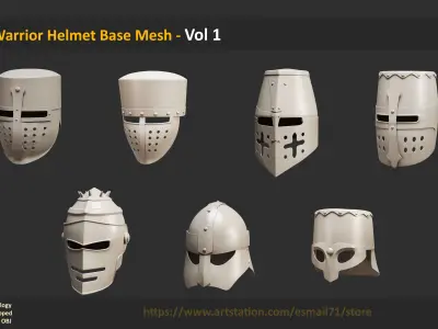 45 Warrior Helmet Base Mesh - Vol 1 Low-poly 3D model