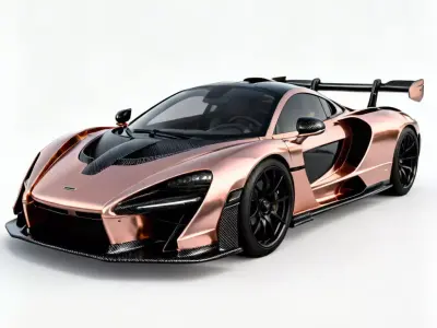 Metallic Rose Gold Hypercar 3D Model Low-poly 3D model