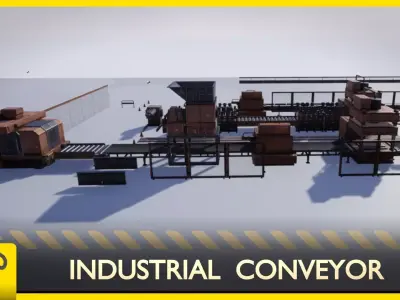 Industrial Conveyor Low-poly 3D model