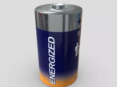 Battery D energized Low-poly 3D model