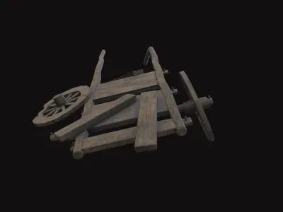 Medieval Carriage V10 Low-poly 3D model
