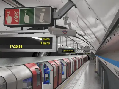 London Tube Underground Platform Scene 3D model
